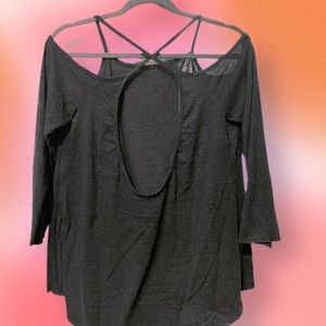 Strappy Cold-Shoulder Charcoal Shirt